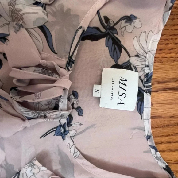MISA Los Angeles Pink Floral Print Ruffle Mini Dress Women Size S - Picture 5 of 9